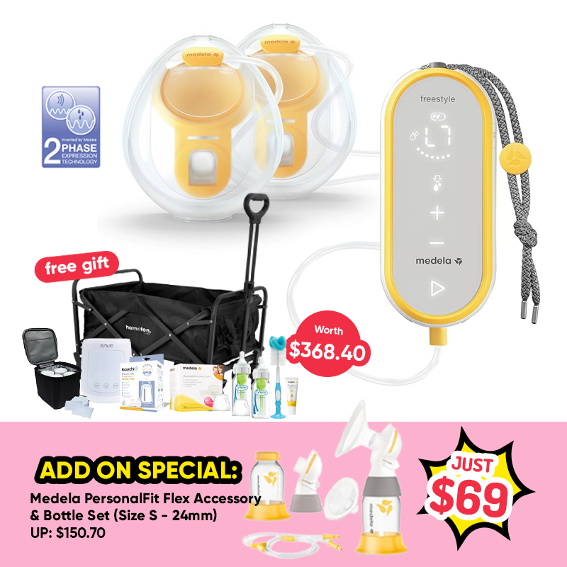 Medela Freestyle Hands-free Double Electric Breastpump + Freebies worth $368.40